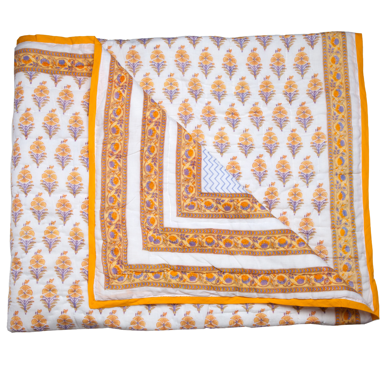 Juhi Reversible Quilt - Yellow / Periwinkle